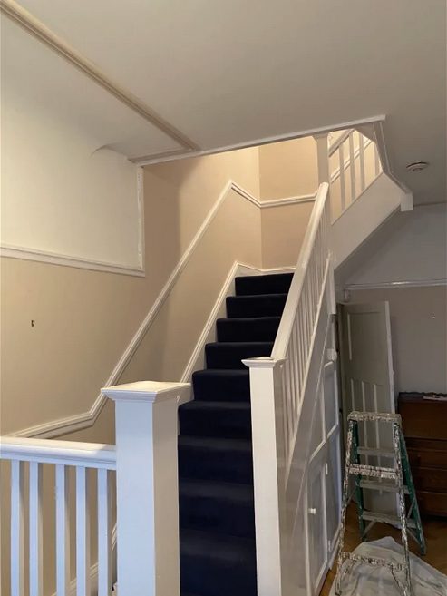 White painted stairs and landing